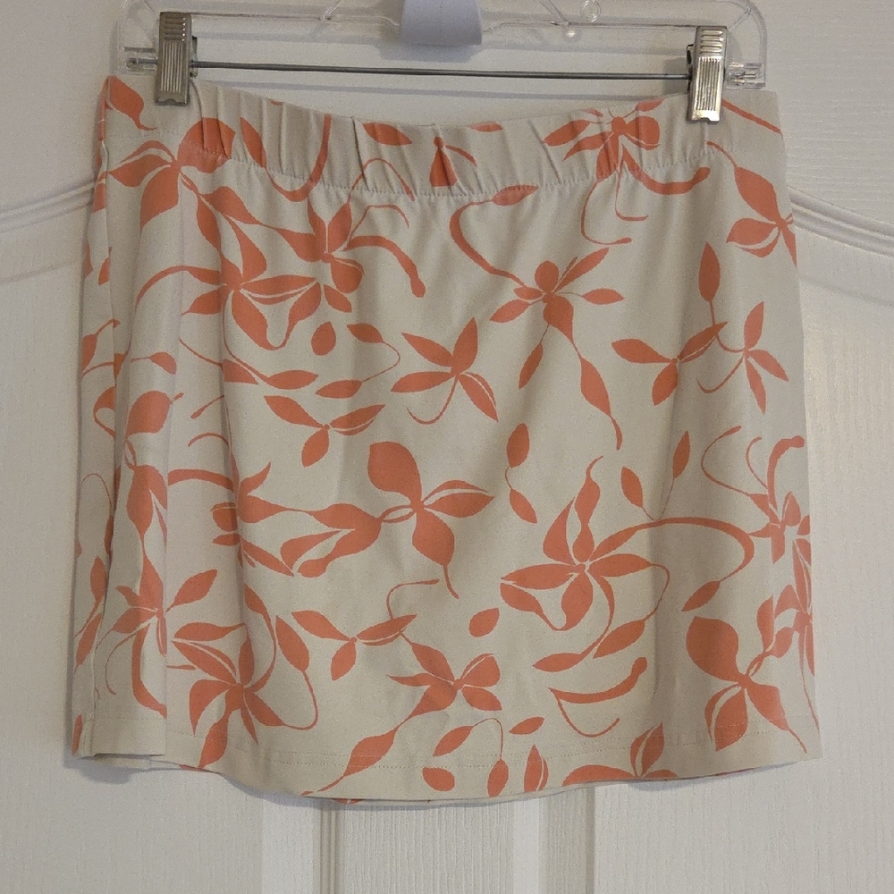 Lily Cream and Coral Floral Mini Skirt